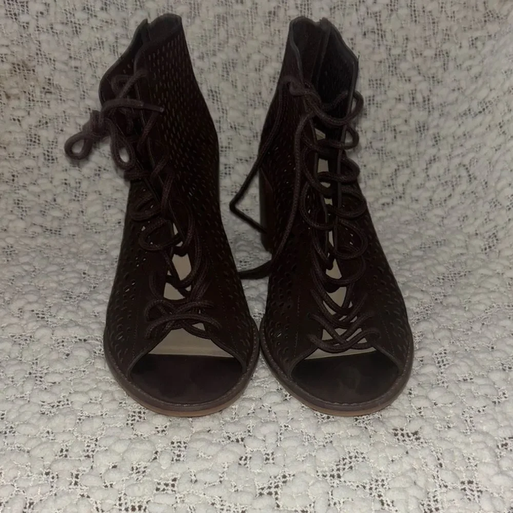 Vince Camuto Brown‎ Heeled Perforated Booties